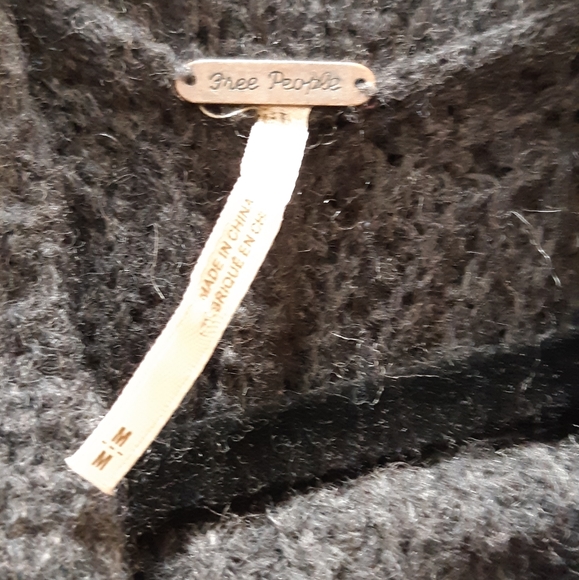 Free People Dark Grey Rib Knit Cowl Neck Sleeveless Long Open Back Top - Picture 3 of 4